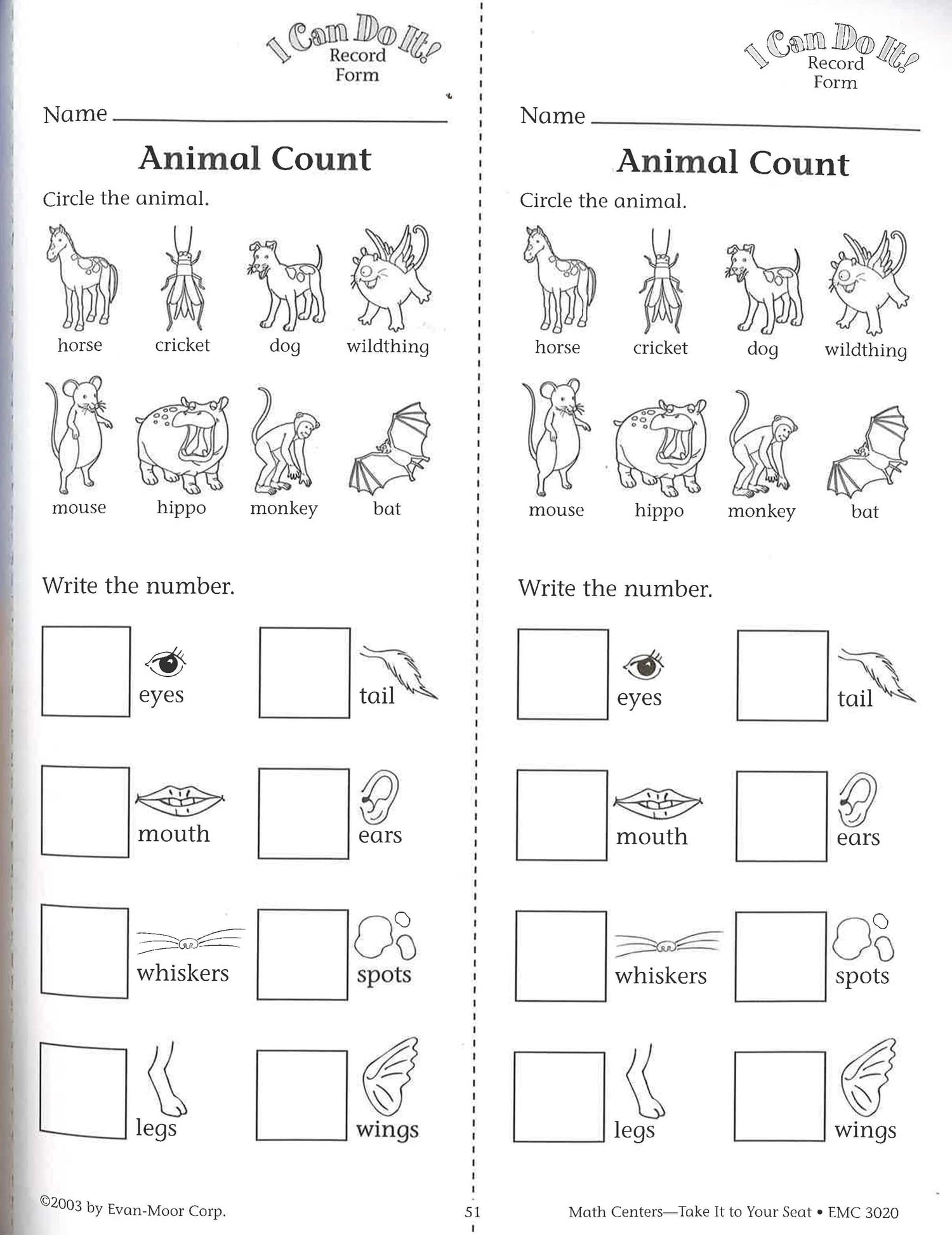 Take It To Your Seat Math Centers K-1