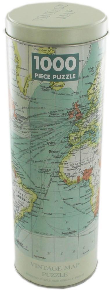 Tin Capsule Jigsaw Puzzle - Vintage Map - 1000 Pieces