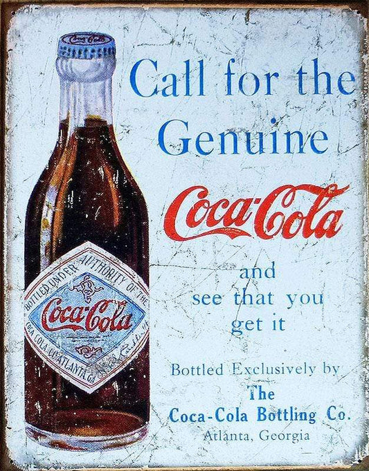 Tin Sign: Coke Call For The Genuine (41 cm X 32 cm)