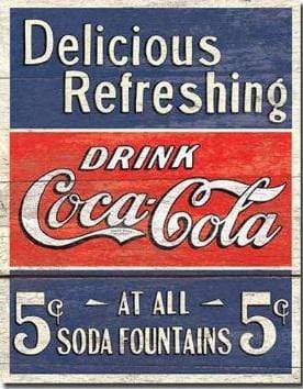 Tin Sign: Coke Delicious 5 Cents (40.50 CM X 31.50 CM)