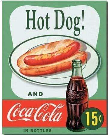 Tin Sign: Coke Hot Dog (40.50 cm X 31.50 cm)
