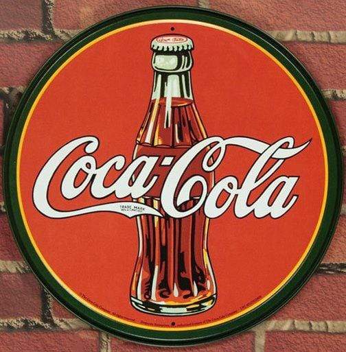 Tin Sign: Coke Round 30's (29.50 cm diameter)
