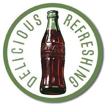 Tin Sign: Coke Round 60's Bottle And Logo  (29.50 cm diameter)