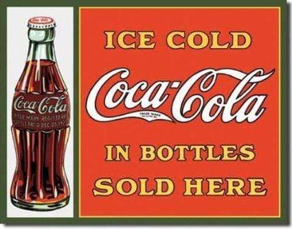 Tin Sign: Coke Sold Here In Bottles (40.50 CM X 31.50 CM)
