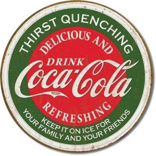Tin Sign: Coke Thirst Quenching (29.50 cm diameter)