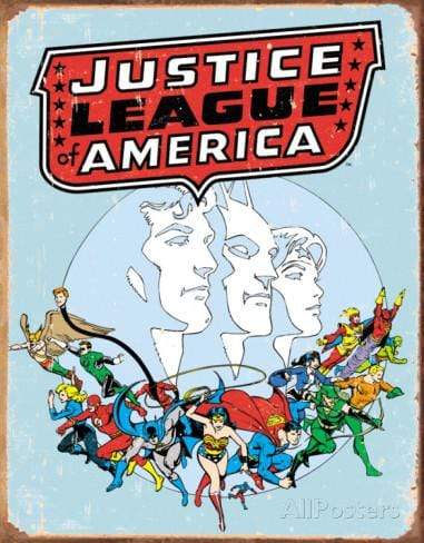 Tin Sign: Justice League Retro (40.50 cm X 31.50 cm)