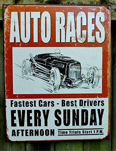 Tin Sign: Vintage Auto Races (40.50 cm X 31.50 cm)