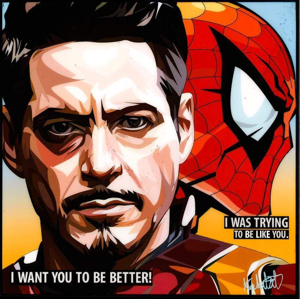 TONY (IRON MAN) & SPIDERMAN: I WANT YOU TO BE BETTER! POP ART (10X10)