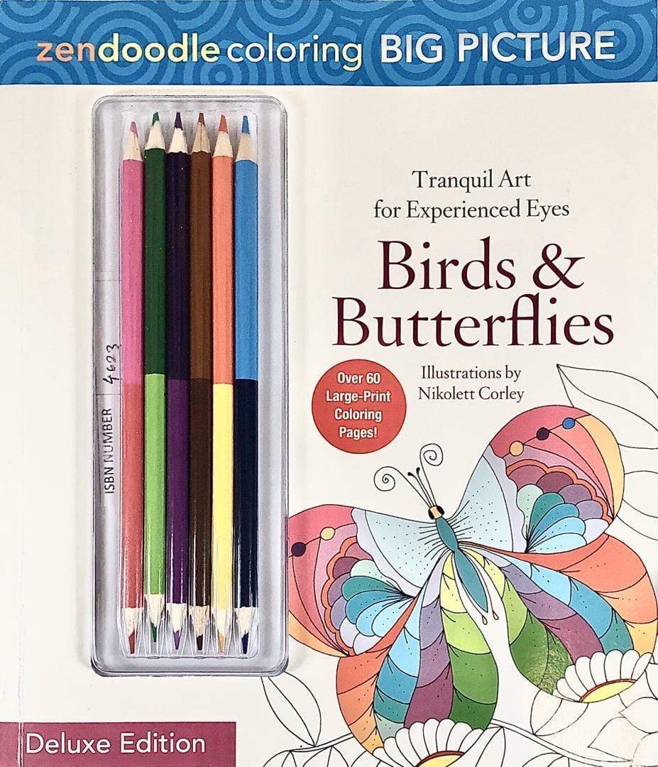 Zendoodle Coloring Big Picture: Birds & Butterflies